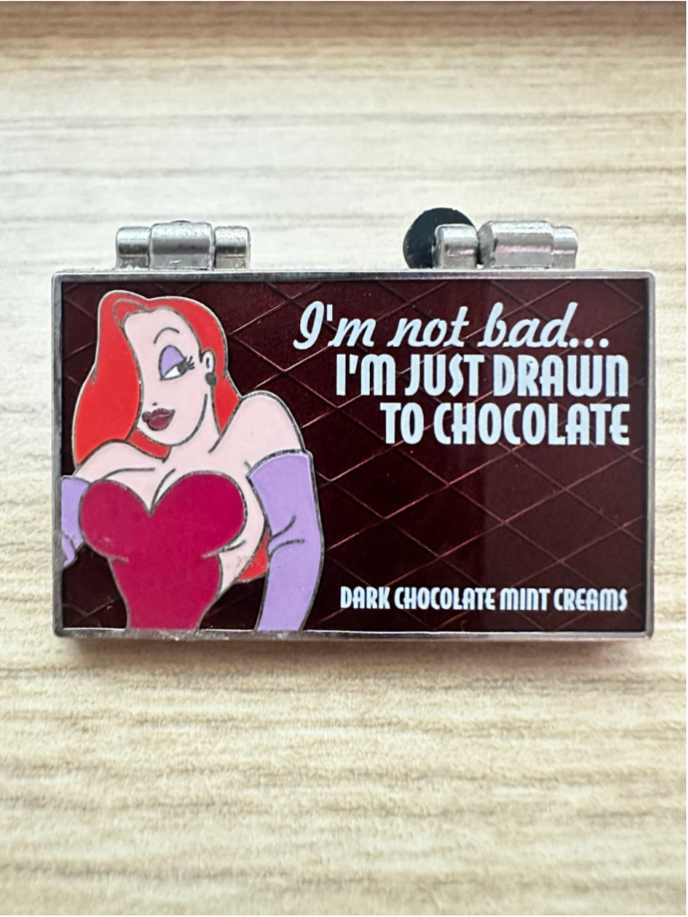 DISNEY JESSICA RABBIT NOT BAD JUST DRAWN TO CHOCOLATE CANDY MYSTERY HINGED PIN